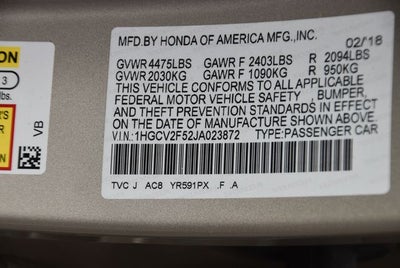 2018 Honda Accord EX-L 2.0T